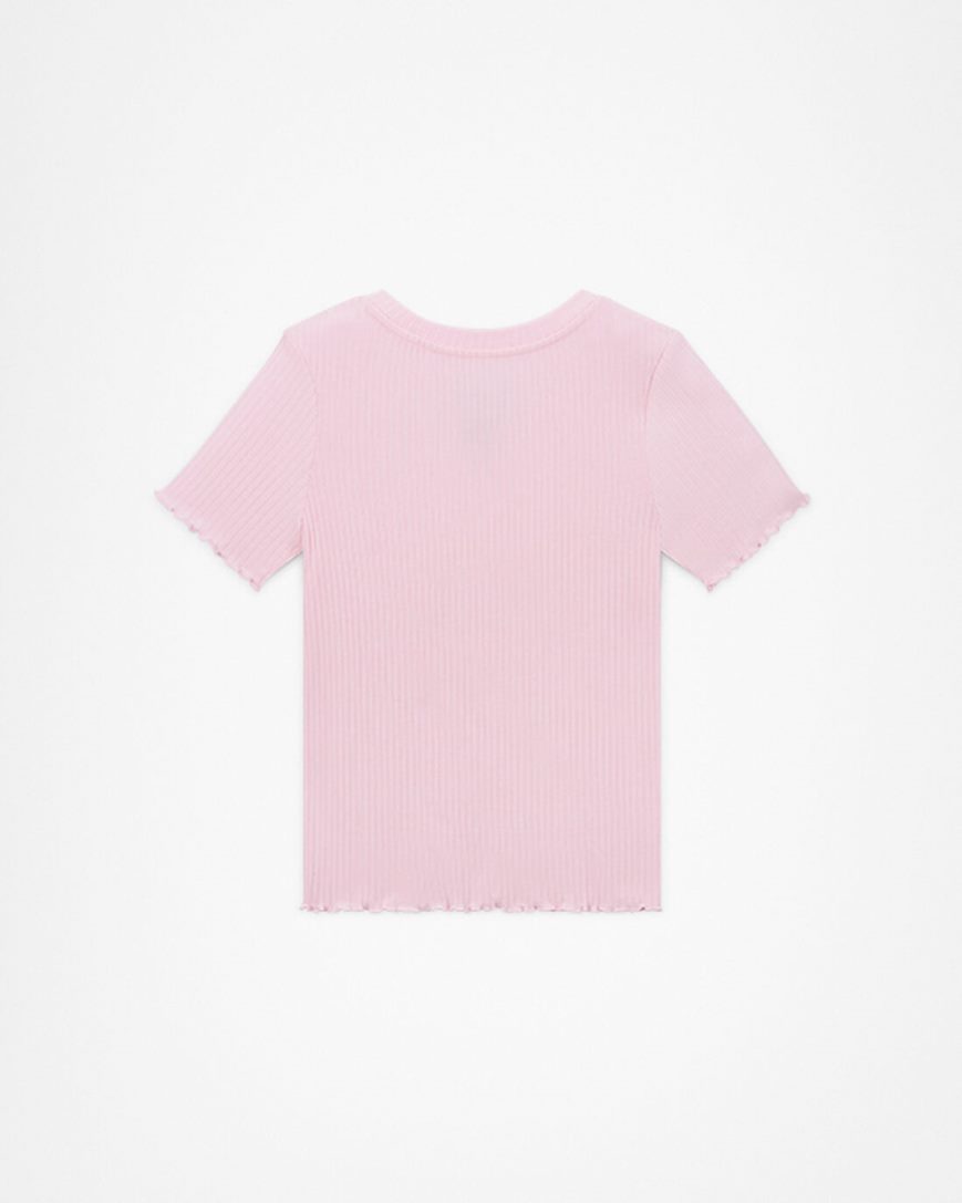 Camiseta Converse Curta Sleeve Com Nervuras Baby Doll Menina Rosa | PT P00174T